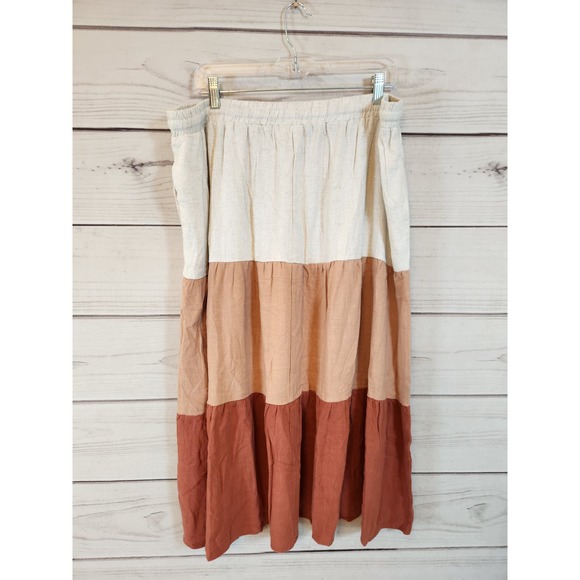 Ninexis Women's Multicolor Tiered Elastic Waist Pockets Midi Skirt Size 3X NWT - Picture 2 of 6